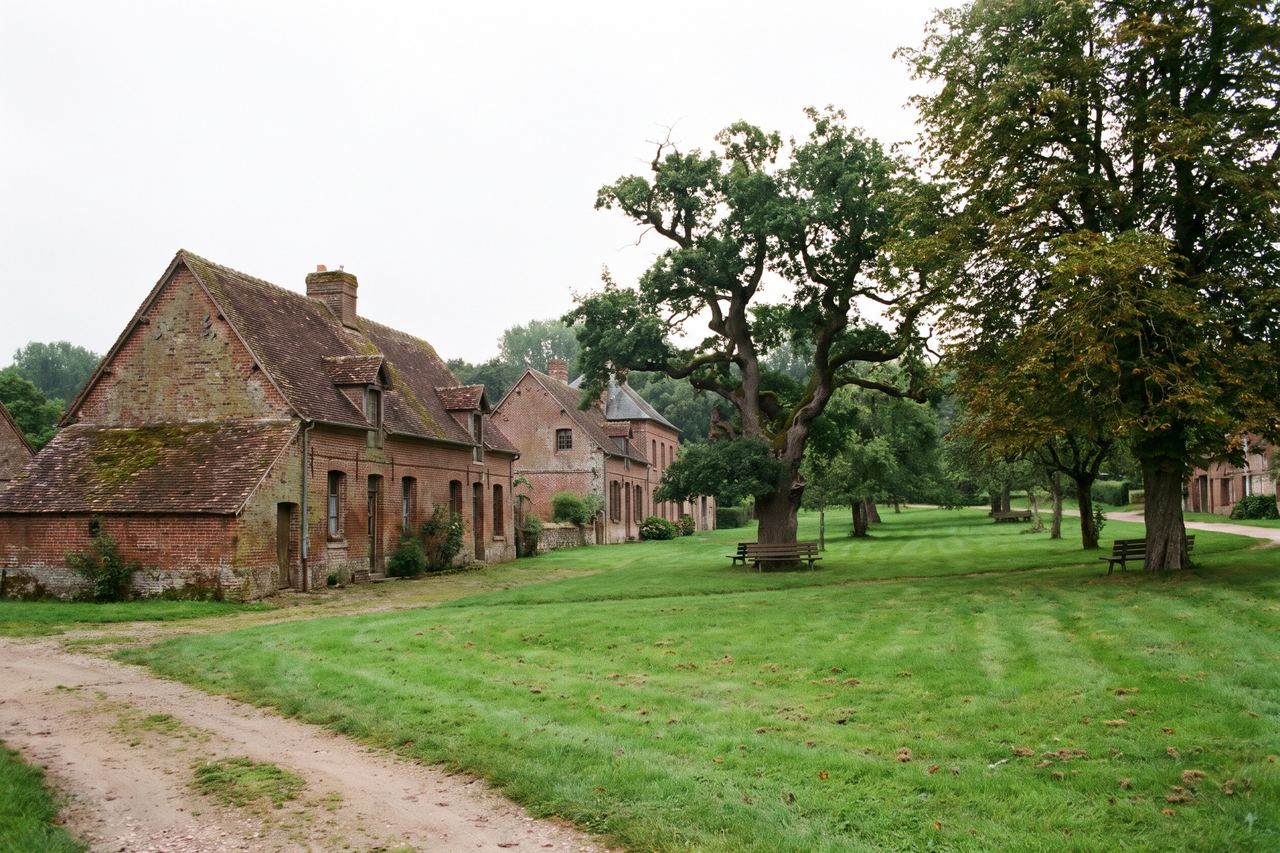 Cysoing : village historique avec monument en pierre et vieux arbres (image générée par IA)