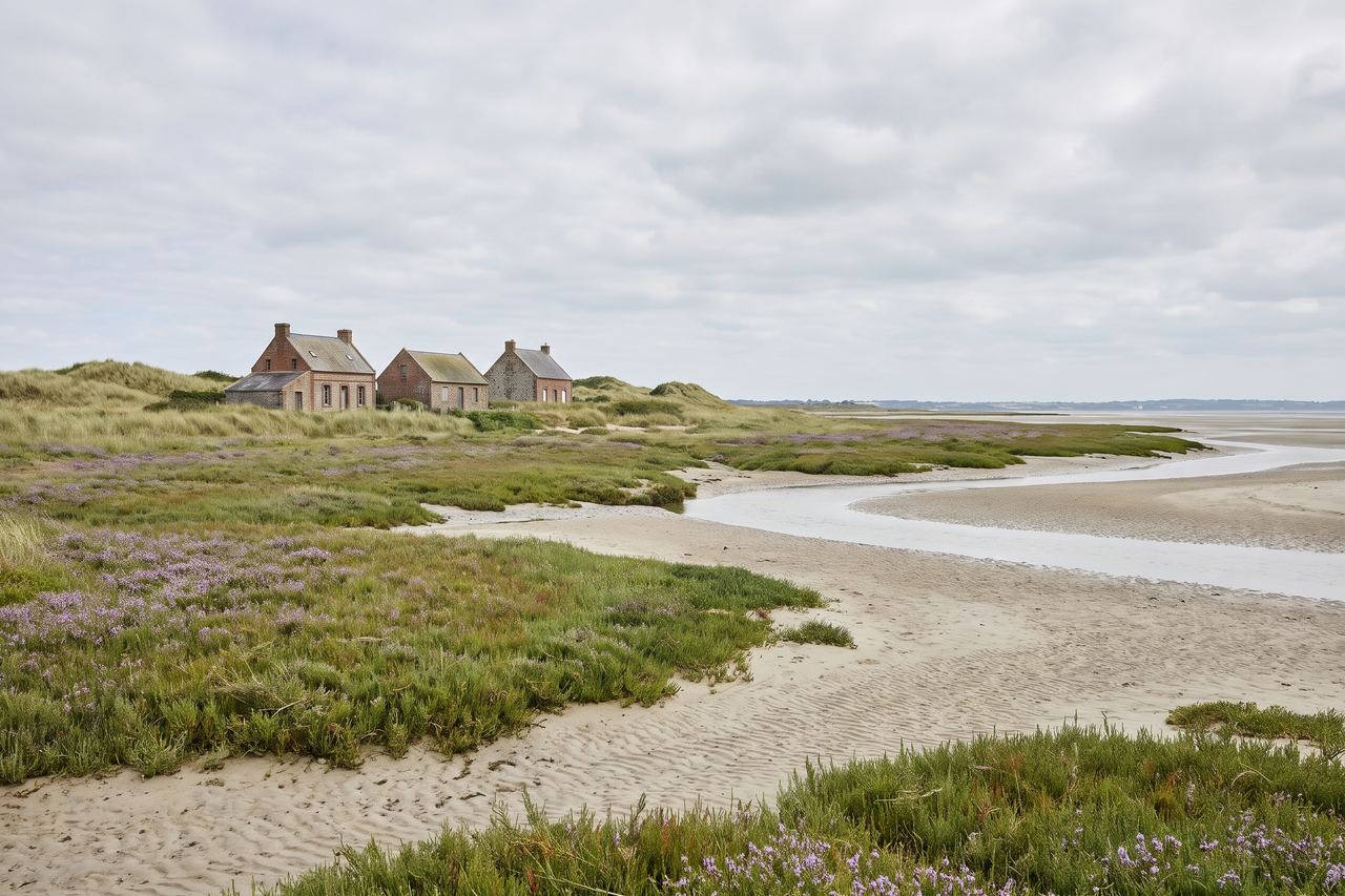 Groffliers : estuaire de la baie d’Authie avec prés salés (image générée par IA)