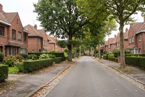 Lambersart : rue de maisons en brique des années 30 avec jardins (image générée par IA)