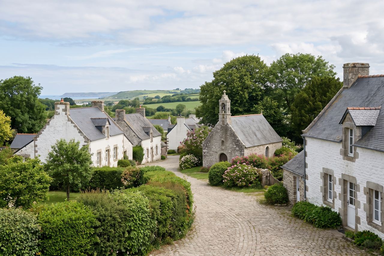 Saint-Josse : village rural avec maisons blanches (image générée par IA)