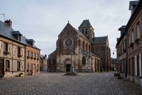 Seclin : collégiale en brique et pierre au centre d’une petite ville (image générée par IA)