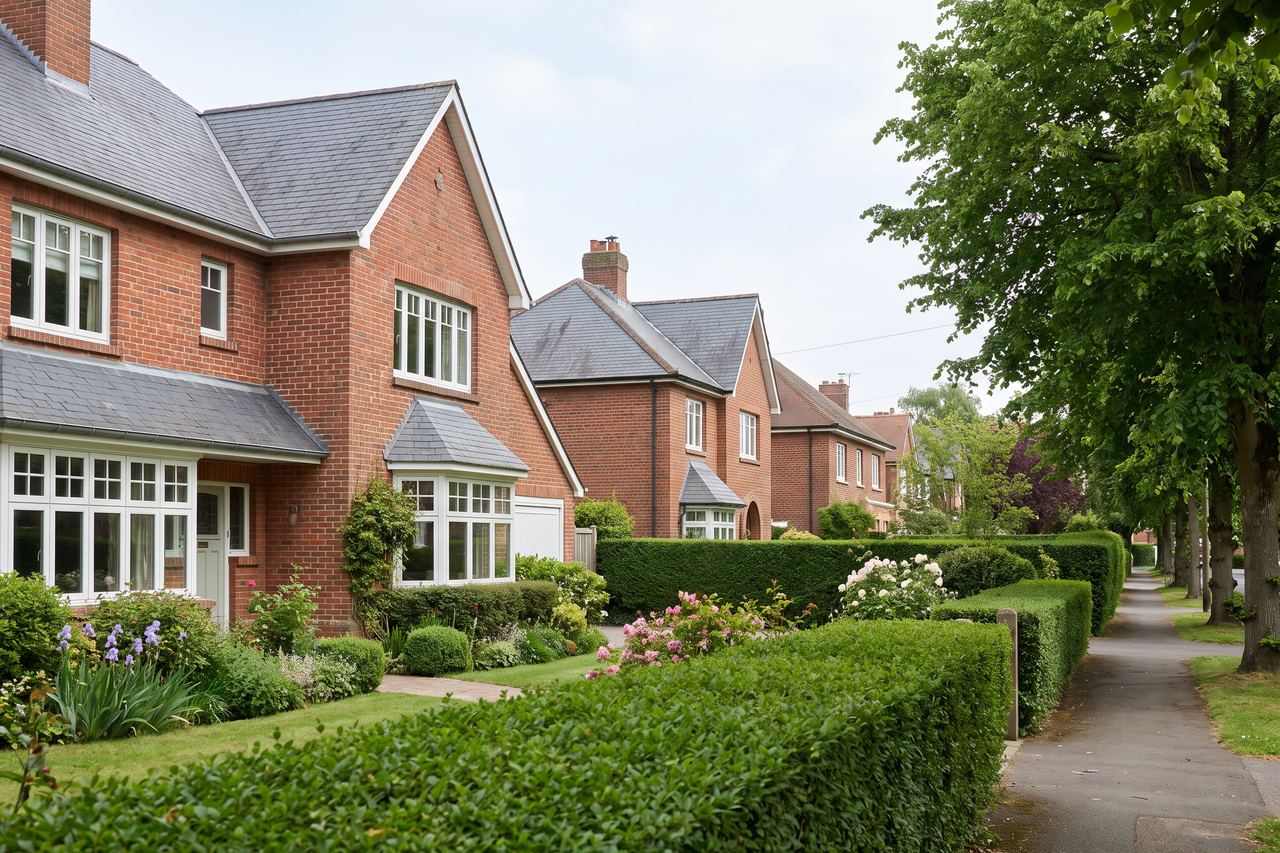 Sequedin : maisons jumelées en brique avec jardinets (image générée par IA)